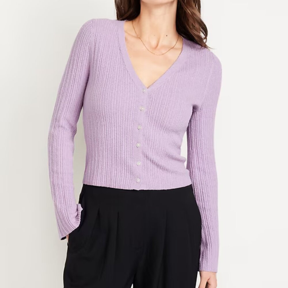 Old Navy Lavender Textured Bouclé Button-Down Sweater/NWT/S